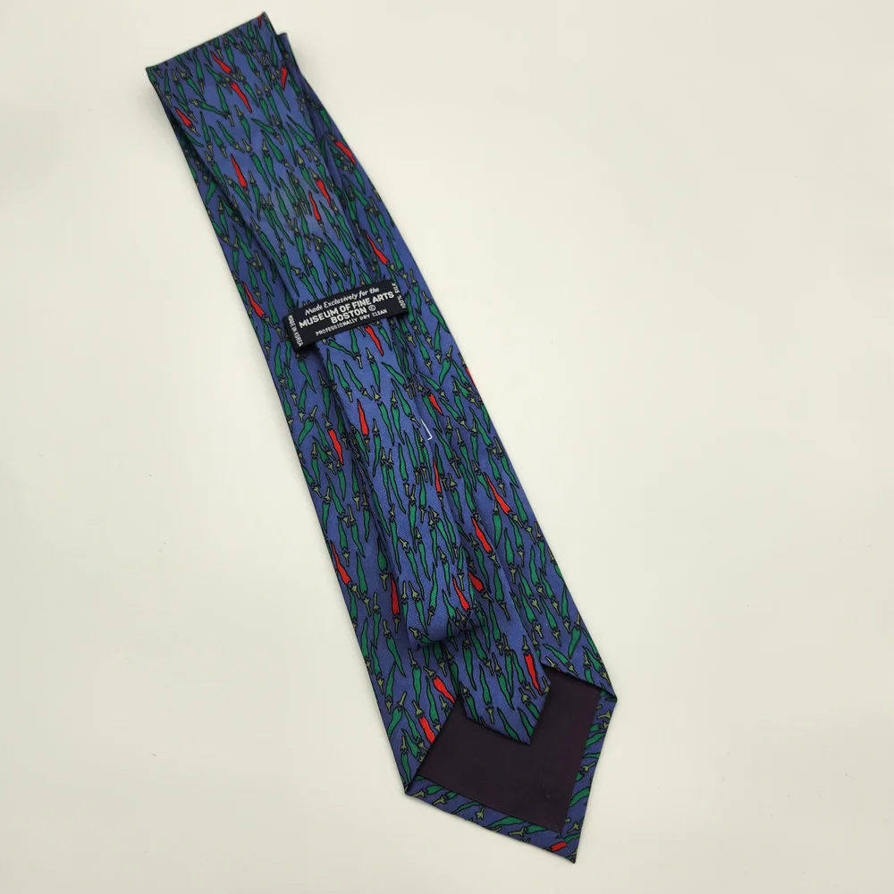 Mens Silk‎ Tie Museum of Fine Arts Boston Red Green Chili Peppers 100% Silk